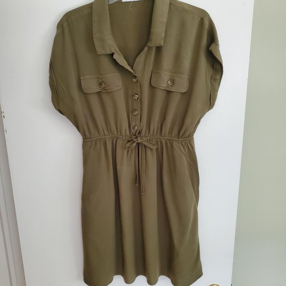 Lucky Brand Olive Green Utility Shirt Dress
